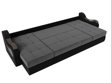 П-образный диван Меркурий П, Серый\Черный (Велюр\Экокожа) в Орле - предосмотр 1