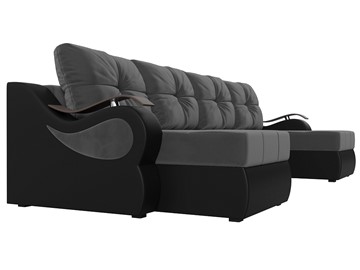 П-образный диван Меркурий П, Серый\Черный (Велюр\Экокожа) в Орле - предосмотр 3