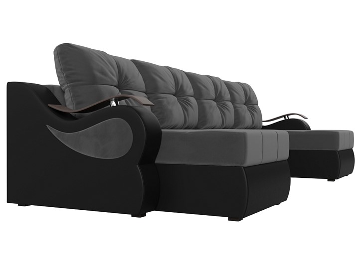 П-образный диван Меркурий П, Серый\Черный (Велюр\Экокожа) в Орле - изображение 3