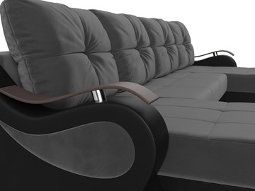 П-образный диван Меркурий П, Серый\Черный (Велюр\Экокожа) в Орле - предосмотр 4
