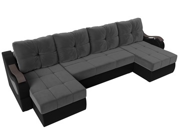 П-образный диван Меркурий П, Серый\Черный (Велюр\Экокожа) в Орле - предосмотр 5