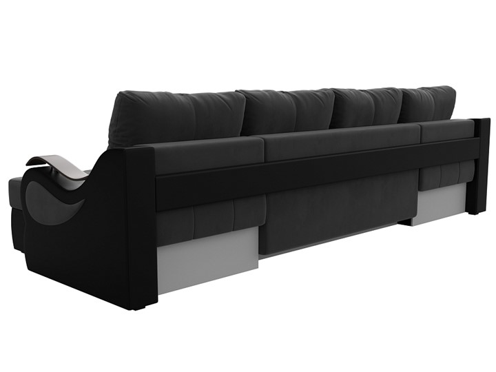 П-образный диван Меркурий П, Серый\Черный (Велюр\Экокожа) в Орле - изображение 7