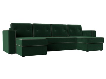 Большой П-образный диван Принстон, Зеленый\Коричневый (Велюр) боннель в Орле