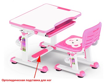 Растущая парта + стул Mealux BD-08 Teddy, pink, розовая в Орле