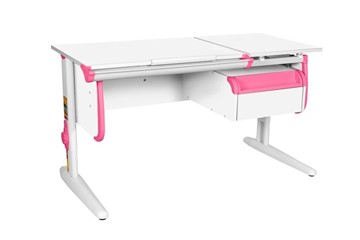Детский стол-трансформер 1/75-40 (СУТ.25) + Tumba 1 Белый/Белый/розовый в Орле