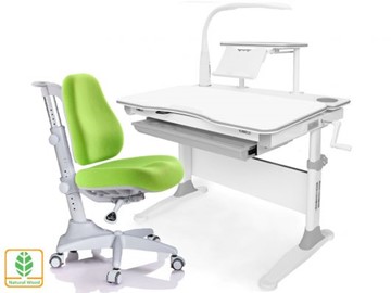 Растущая парта + стул Mealux EVO Evo-30 G (арт. Evo-30 G + Y-528 KZ) (дерево)/(стол+полка+кресло+чехол+лампа)/ белая столешница (дерево), цвет пластика серый в Орле
