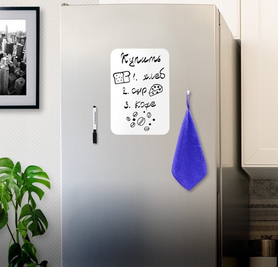 Доска магнитно-маркерная на холодильник BRAUBERG, 30х21 см с маркером, магнитом и салфеткой в Орле - изображение 2