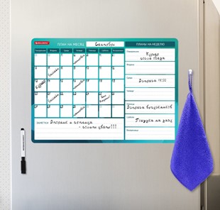 Магнитная доска-планинг на холодильник BRAUBERG, "Месяц и Неделя", 42х30 см с маркером и салфеткой в Орле - предосмотр 4